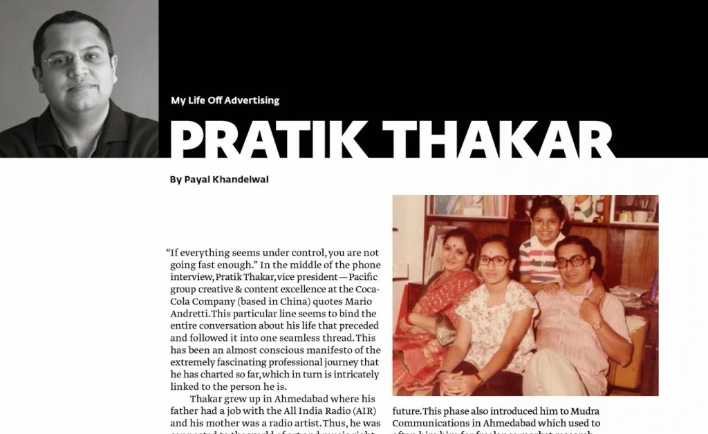 My life off advertising: pratik thakar (Now Vice President & Global Head of Generative AI at The Coca-Cola Company) – For Kyoorius&nbsp;magazine